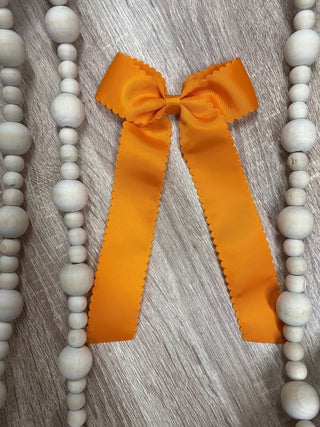 Scalloped Long Tail Bow with Alligator Clip