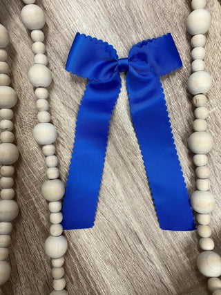 Scalloped Long Tail Bow with Alligator Clip