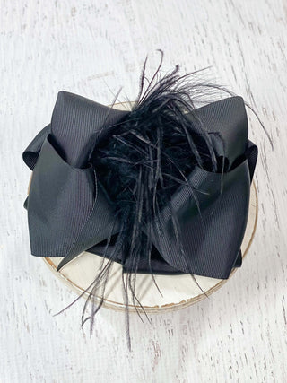 Solid Feather Puff Looped Knot Hair Bow - Alligator Clip - 5.5"