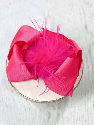 Solid Feather Puff Looped Knot Hair Bow - Alligator Clip - 5.5"
